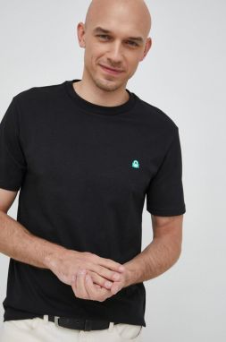 Bavlnené tričko United Colors of Benetton čierna farba, jednofarebné