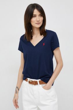 Bavlnené tričko Polo Ralph Lauren tmavomodrá farba