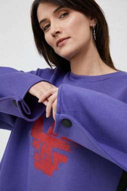 Mikina Emporio Armani dámska, fialová farba, s potlačou