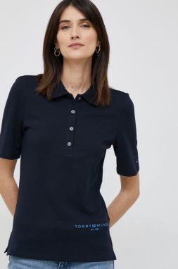 Polo tričko Tommy Hilfiger dámsky, tmavomodrá farba