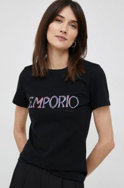 Tričko Emporio Armani dámsky, čierna farba