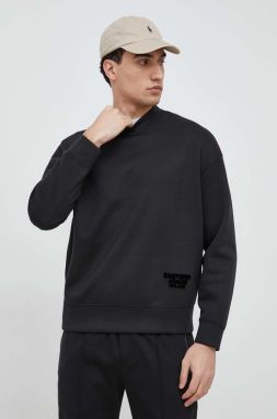 Mikina Emporio Armani pánska, čierna farba, s nášivkou