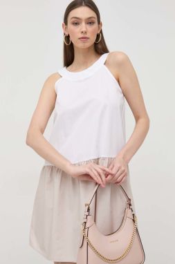 Bavlnené šaty Armani Exchange béžová farba, mini, áčkový strih