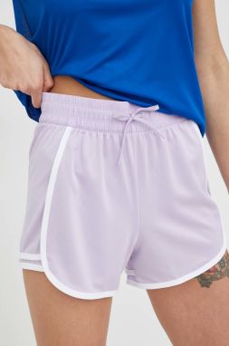 Tréningové šortky Reebok Workout Ready dámske, fialová farba, s nášivkou, vysoký pás