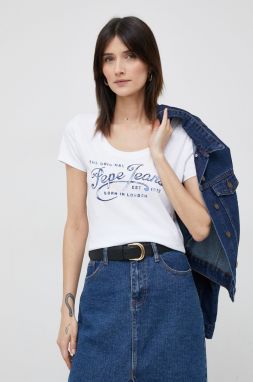 Bavlnené tričko Pepe Jeans Mery biela farba