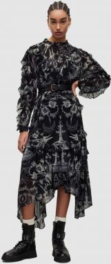 Šaty AllSaints čierna farba, midi, oversize