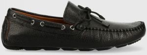 Kožené mokasíny Guess GALLARATE II pánske, čierna farba, FM6GAL LEA14
