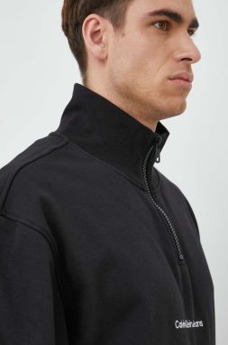 Mikina Calvin Klein Jeans pánska, čierna farba, s nášivkou