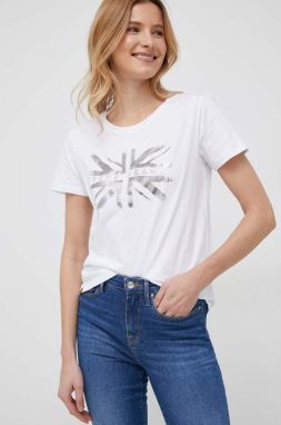Bavlnené tričko Pepe Jeans biela farba