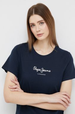 Bavlnené tričko Pepe Jeans tmavomodrá farba