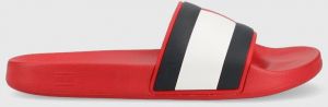 Šľapky Tommy Hilfiger RUBBER TH FLAG POOL SLIDE pánske, červená farba, FM0FM04263