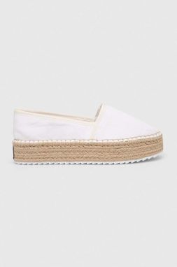 Espadrilky Tommy Jeans FLATFORM ESPADRILLE biela farba, na platforme, EN0EN02078