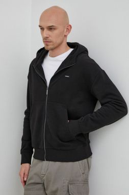 Mikina Calvin Klein pánska, čierna farba, s kapucňou, jednofarebná