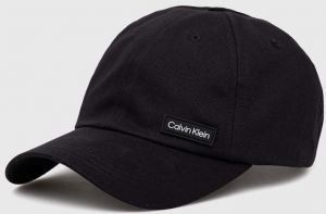 Bavlnená šiltovka Calvin Klein čierna farba, jednofarebná