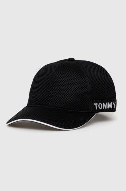 Šiltovka Tommy Jeans čierna farba, s potlačou