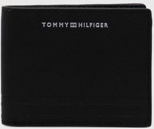 Kožená peňaženka Tommy Hilfiger pánsky, čierna farba
