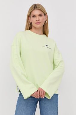 Bavlnená mikina Chiara Ferragni dámska, zelená farba, s nášivkou