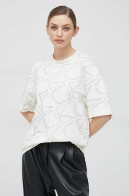 Bavlnené tričko Calvin Klein béžová farba