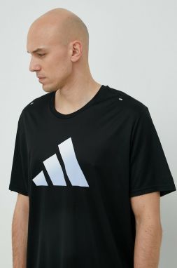 Bežecké tričko adidas Performance Run Icons čierna farba, s potlačou
