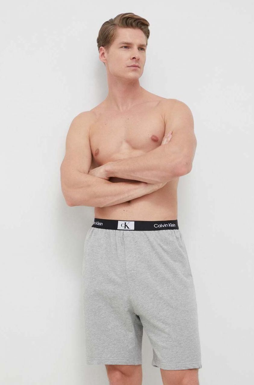 Bavlnené Pyžamové šortky Calvin Klein Underwear šedá farba, melanžová