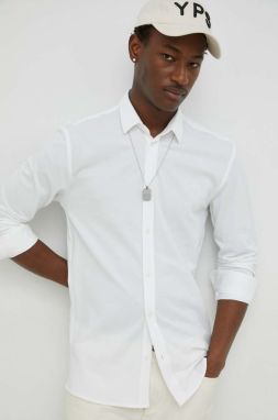 Bavlnená košeľa Bruuns Bazaar Pique Norman pánska, biela farba, regular, s klasickým golierom