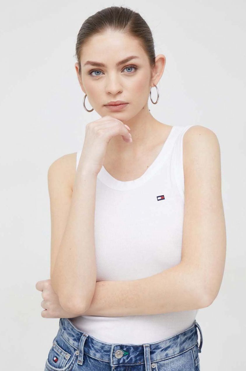 Top Tommy Hilfiger x Shawn Mendes dámsky, biela farba