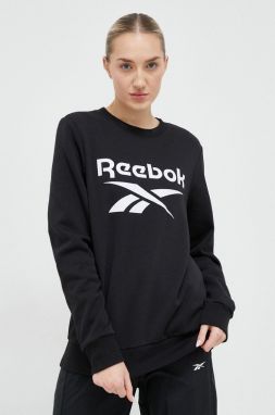 Mikina Reebok dámska, čierna farba, s potlačou