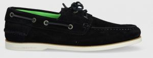 Semišové mokasíny Tommy Hilfiger TH BOAT SHOE CORE SUEDE pánske, tmavomodrá farba, FM0FM04505