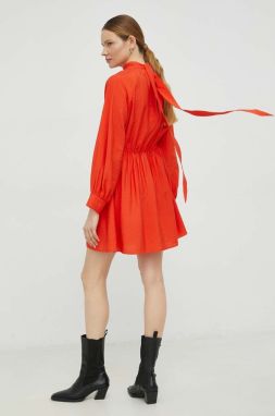 Šaty Samsoe Samsoe oranžová farba, mini, áčkový strih