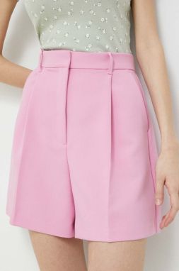 Šortky Abercrombie & Fitch dámske, ružová farba, jednofarebné, vysoký pás