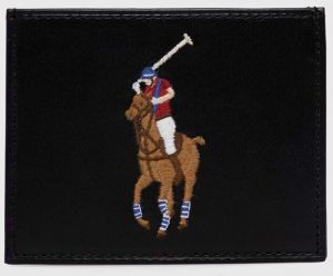 Kožené puzdro na karty Polo Ralph Lauren čierna farba