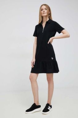 Bavlnené šaty PS Paul Smith čierna farba, mini, rovný strih