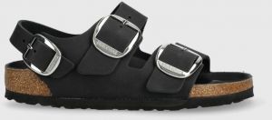Kožené sandále Birkenstock Milano dámske, čierna farba