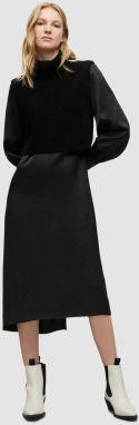 Šaty s prímesou kašmíru AllSaints čierna farba, maxi, áčkový strih