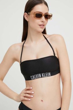 Plavková podprsenka Calvin Klein čierna farba, jemne vystužený košík