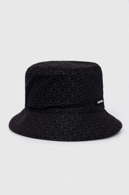 Bavlnený klobúk Calvin Klein čierna farba, bavlnený