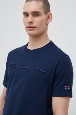 Bavlnené tričko Champion tmavomodrá farba, jednofarebné