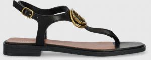 Kožené sandále Guess MIRY dámske, čierna farba, FL6MRY LEA21