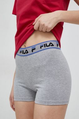 Šortky Fila x Hailey Bieber dámske, šedá farba, melanžové, vysoký pás