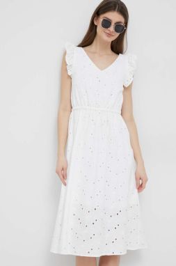 Bavlnené šaty PS Paul Smith biela farba, mini, áčkový strih