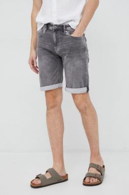 Rifľové krátke nohavice Pepe Jeans Jack pánske, šedá farba