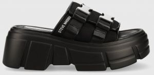 Šľapky Steve Madden Activator dámske, čierna farba, na platforme, SM11002460