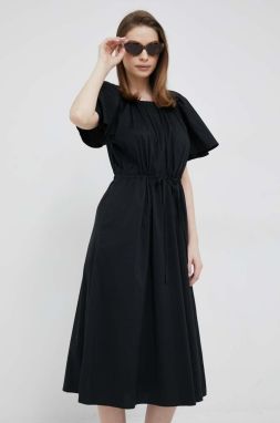 Šaty Dkny čierna farba, midi, áčkový strih