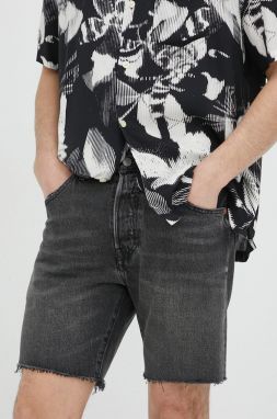 Rifľové krátke nohavice Levi's pánske, čierna farba