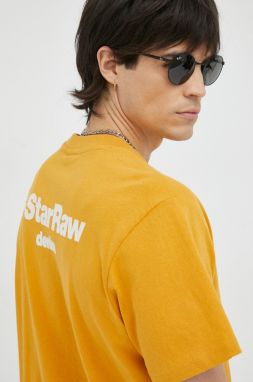 Bavlnené tričko G-Star Raw oranžová farba, s nášivkou
