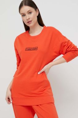 Mikina s kapucňou Calvin Klein Underwear oranžová farba, s nášivkou
