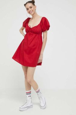 Šaty Hollister Co. červená farba, mini, áčkový strih