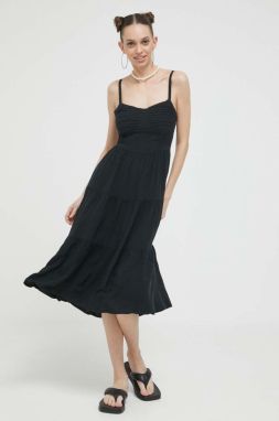 Šaty Hollister Co. čierna farba, mini, áčkový strih