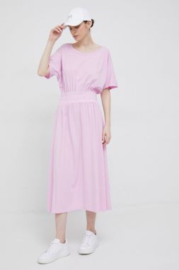 Bavlnené šaty Deha ružová farba, maxi, áčkový strih