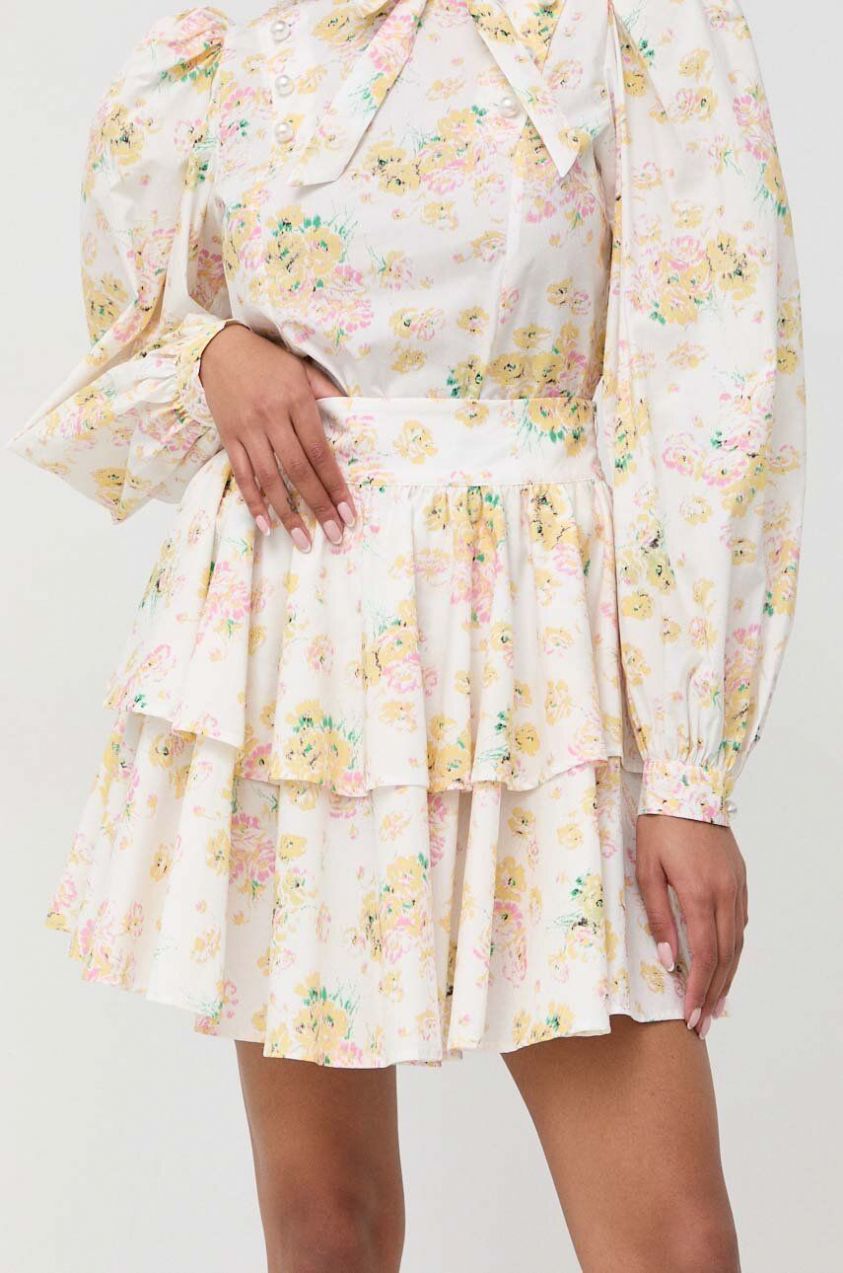 Bavlnená sukňa Custommade Robyn biela farba, mini, áčkový strih